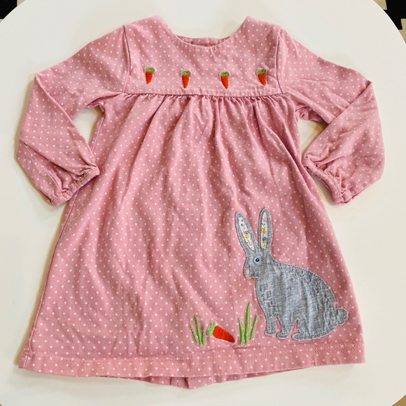 Mini Boden Other - Baby Boden polka dots pink rabbit dress (12-18m)